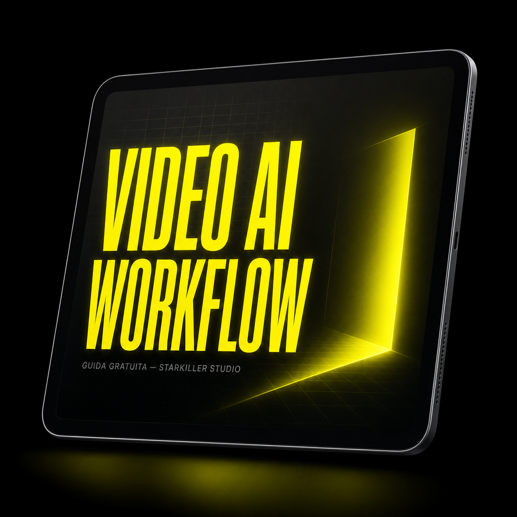 Mockup della guida PDF AI Video su tablet